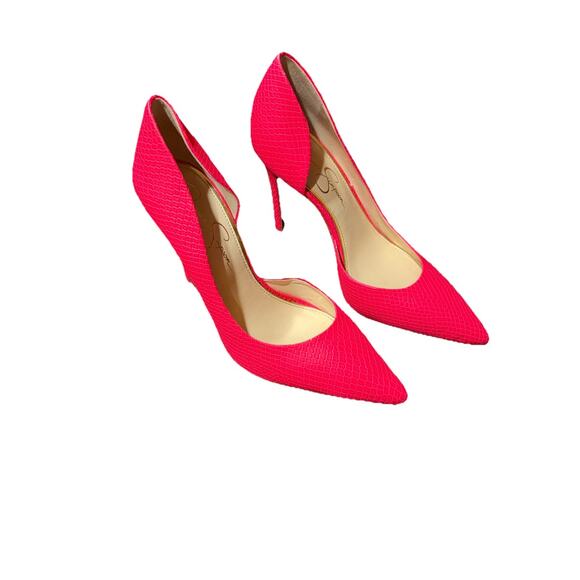 Jessica Simpson Claudette Laser Pink Snakeskin D'Orsay Pumps 8.5M - Picture 4 of 9